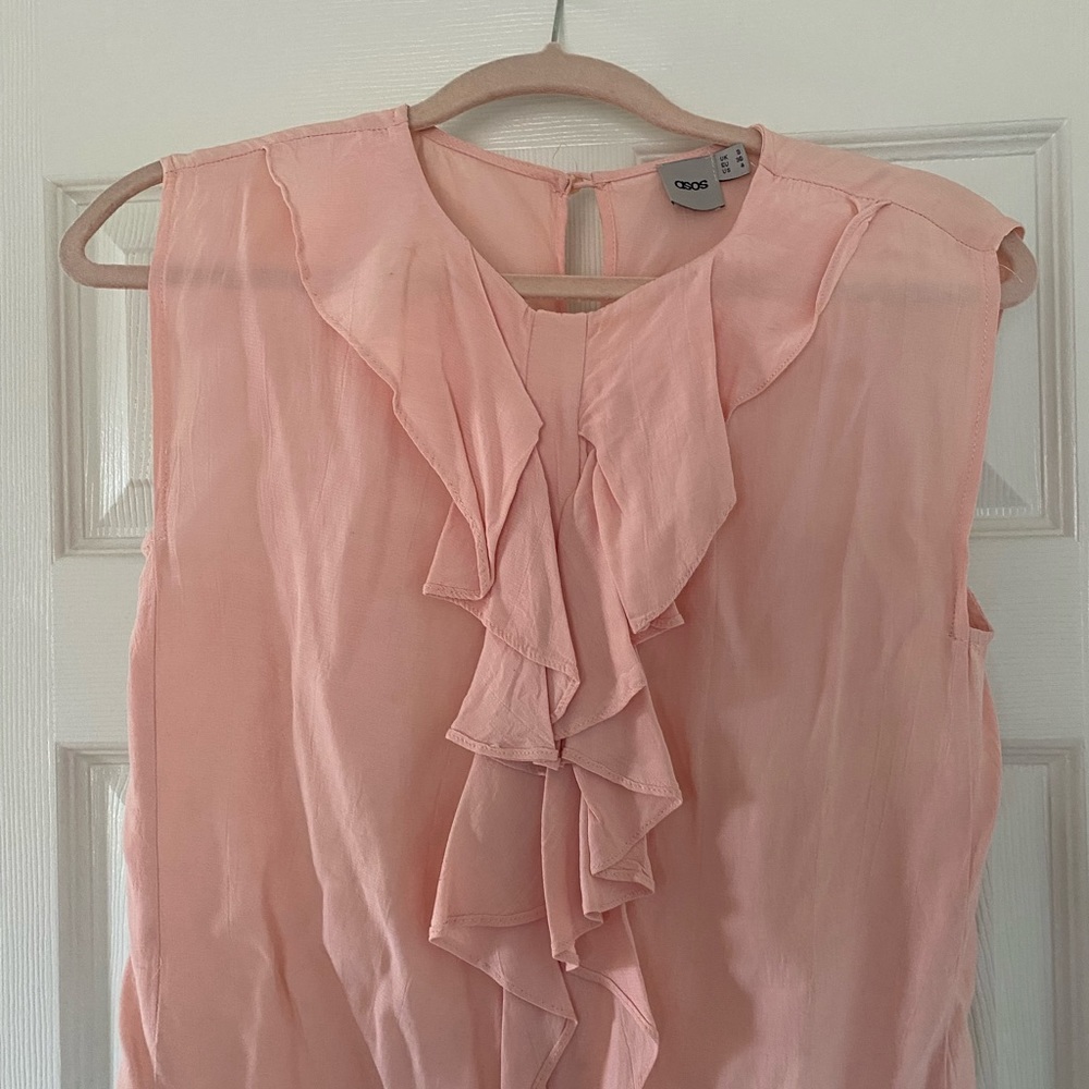 ASOS pink ruffle blouse